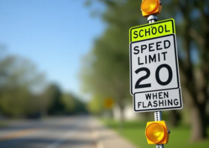 дорожный знак School speed limit when flashing в США
