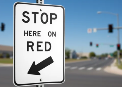 дорожный знак Stop Here on Red в США