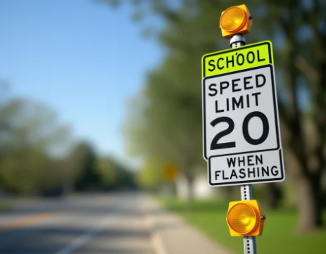 дорожный знак School speed limit when flashing в США