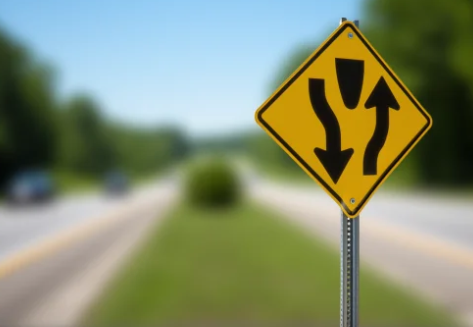 дорожный знак Divided Highway в США