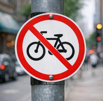 дорожный знак No Bicycles