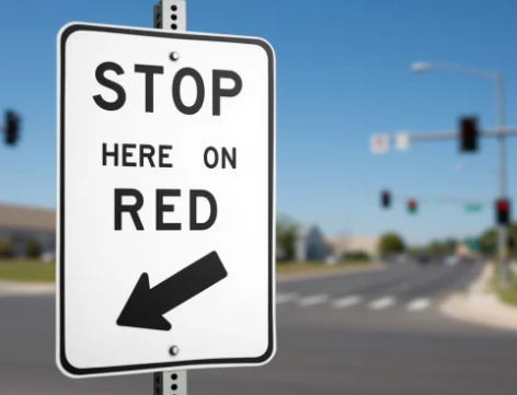 дорожный знак Stop Here on Red в США